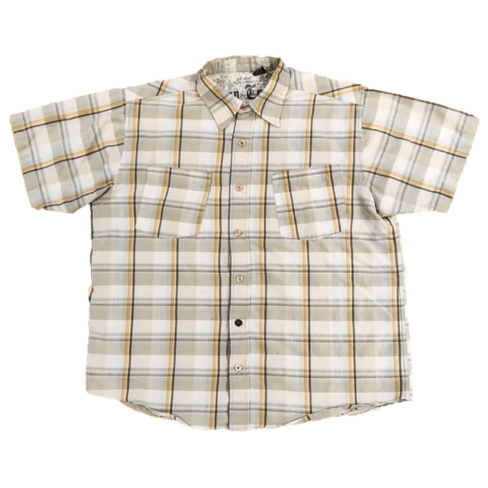 𝅺3/$20 Ocean Current Multi-colored Plaid Button-Up Shirt